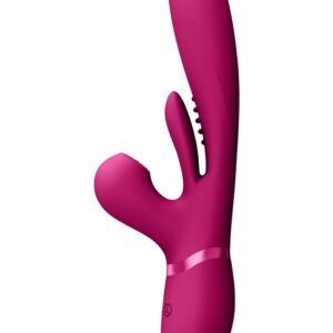 Vive Kura Thrusting G Spot with Flapping Tongue and Pulse Wave Stimulator Pink