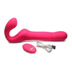 Strap U Mighty-Thrust Thrusting & Vibrating Strapless Strap-On with Remote Pink