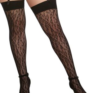 Leopard Fishnet Thigh High Dmd OSQ Black